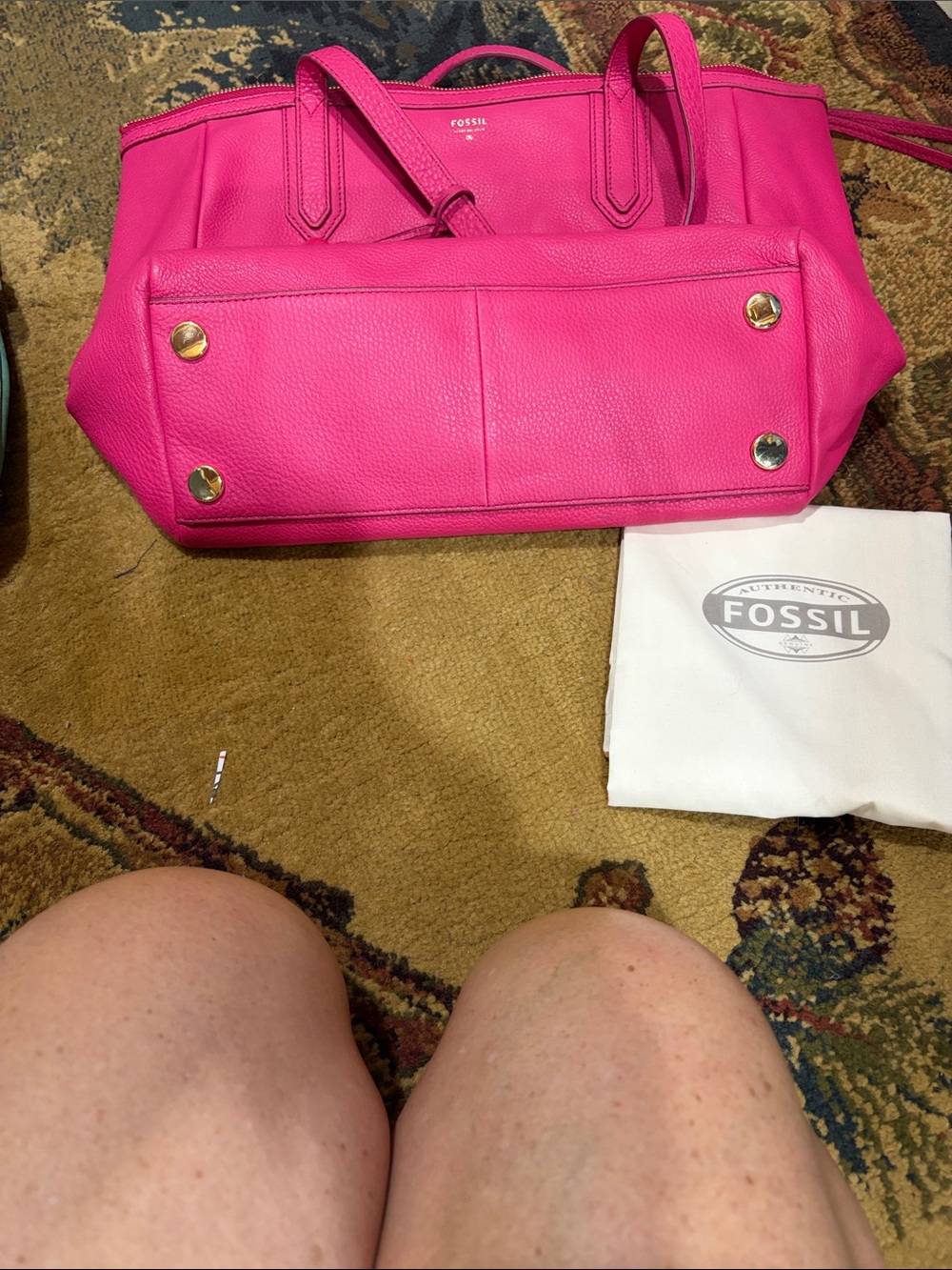 Fossil Hot Pink Leather Shoulder Tote - Picture 6 of 7